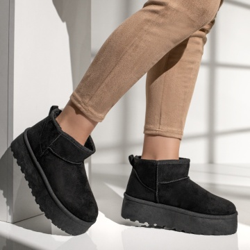 Cizme scurte dama cu accesoriu detasabil tip UG negru suede ZLZ12610, 2, elaza.ro
