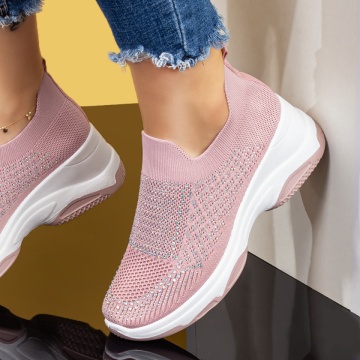 Espadrile sport dama roz cu talpa groasa si insertie de pietre ZLZ07876, 1, elaza.ro