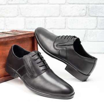 Pantofi barbati eleganti cu siret negri din Piele naturala ZLZ09861, 1, elaza.ro
