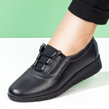 Pantofi casual dama cu platforma negri din Piele naturala Volera, 2, elaza.ro