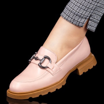 Pantofi casual dama nude cu accesoriu decorativ din Piele naturala ZLZ08448, 2, elaza.ro