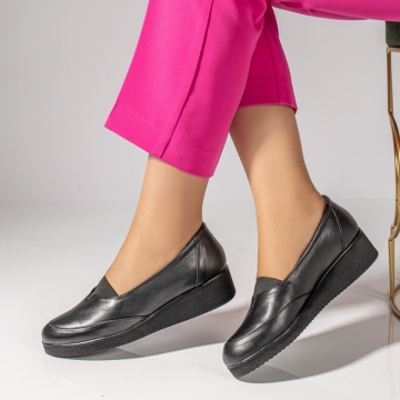 Pantofi dama casual cu platforma negri din Piele naturala ZLZ03550, 3, elaza.ro