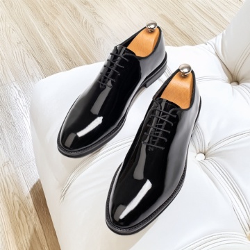 Pantofi eleganti barbati cu siret negri cu aspect lucios din Piele naturala ZLZ11569, 3, elaza.ro