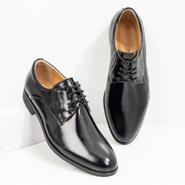 Pantofi eleganti barbati negri cu aspect lucios din Piele naturala ZLZ08193, 2, elaza.ro