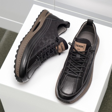 Pantofi sport barbati cu siret elastic negri din Piele naturala ZLZ11958, 1, elaza.ro
