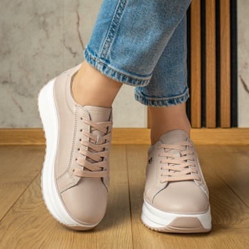 Pantofi sport dama cu talpa groasa mov deschis din Piele naturala ZLZ12974, 2, elaza.ro