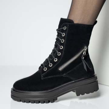 Bocanci dama cu siret negru suede ZLZ12622, 1, elaza.ro
