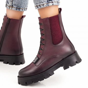 Bocanci visinii cu fermoar si insertie de material elastic dama din Piele naturala ZLZ07253, 1, elaza.ro