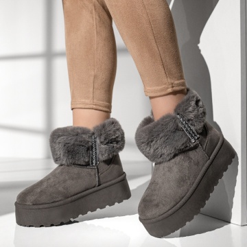 Cizme dama cu talpa groasa tip UG gri suede ZLZ12836, 2, elaza.ro