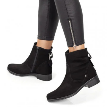 Ghete dama negru suede fara toc cu fermoar ZLZ05668, 3, elaza.ro