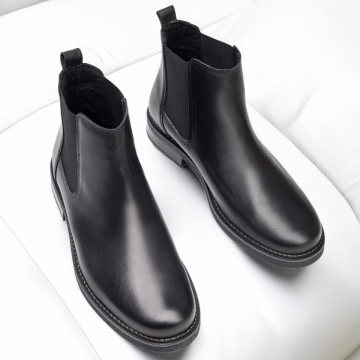 Ghete negre barbati din Piele naturala cu insertii de material elastic ZLZ07476, 2, elaza.ro