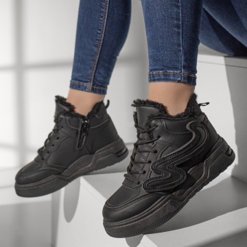 Ghete sport dama cu siret si fermoar negre ZLZ10858, 1, elaza.ro