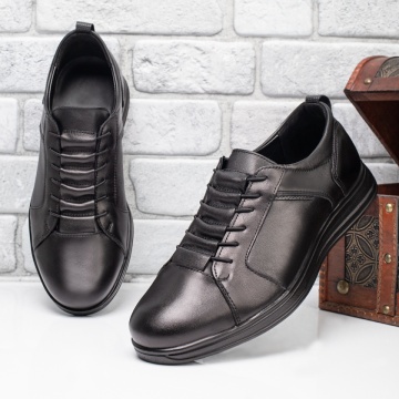 Pantofi casual barbati cu siret elastic negri din Piele naturala ZLZ13001, 2, elaza.ro