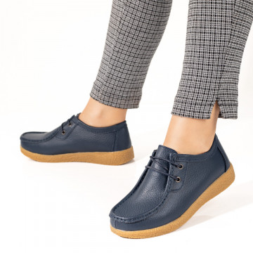 Pantofi casual dama albastri cu siret din Piele naturala ZLZ03850, 1, elaza.ro