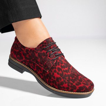 Pantofi casual dama cu imprimeu negru cu rosu din Piele naturala ZLZ10892, 2, elaza.ro