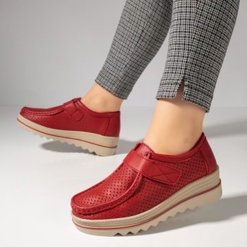 Pantofi casual dama cu platforma rosii din Piele naturala ZLZ12137, 2, elaza.ro