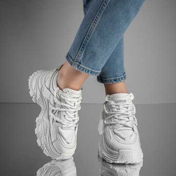 Pantofi sport dama cu siret albi ZLZ11699, 2, elaza.ro