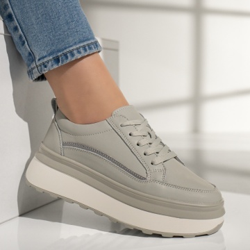 Pantofi sport dama gri din Piele naturala ZLZ12973, 2, elaza.ro