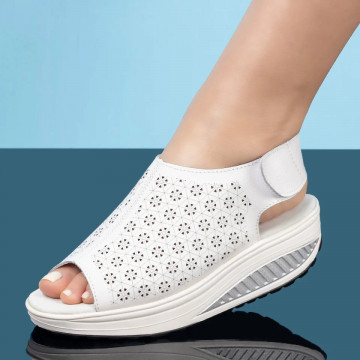 Sandale albe dama din Piele naturala cu platforma ZLZ05425, 1, elaza.ro