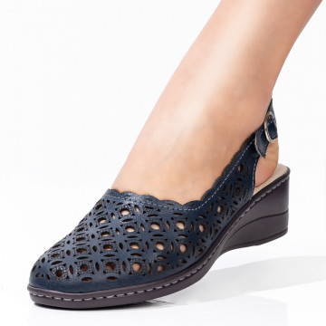Sandale dama albastre perforate cu platforma din Piele ZLZ04471, 2, elaza.ro