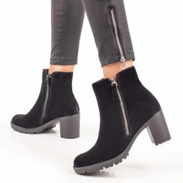 Botine dama negre suede Piele naturala ZLZ06262, 2, elaza.ro