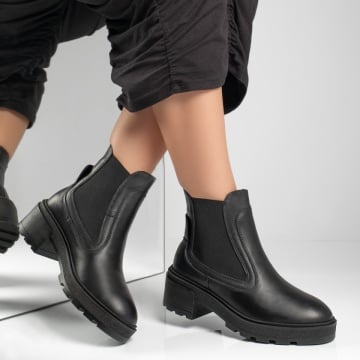 Ghete dama cu insertii de material elastic negre din Piele naturala ZLZ07715, 1, elaza.ro