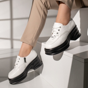 Pantofi casual albi cu platforma si fermoar ZLZ11832, 1, elaza.ro