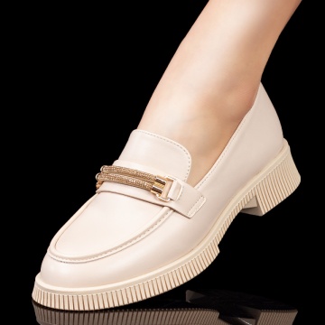 Pantofi casual dama bej cu accesoriu decorativ ZLZ08035, 2, elaza.ro