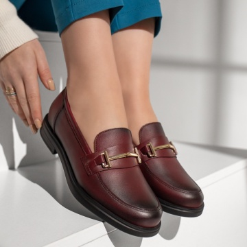 Pantofi casual dama cu accesoriu metalic visinii din Piele naturala ZLZ13137, 1, elaza.ro
