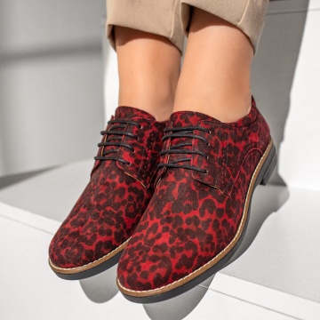Pantofi casual dama cu imprimeu negru cu rosu din Piele naturala ZLZ10892, 3, elaza.ro