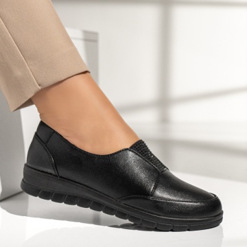 Pantofi casual dama cu pietre aplicate negri ZLZ19382, 1, elaza.ro