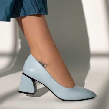 Pantofi cu toc gros albastri deschis dama ZLZ10963, 1, elaza.ro