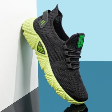 Pantofi sport barbati din material textil negri cu talpa verde ZLZ08658, 2, elaza.ro