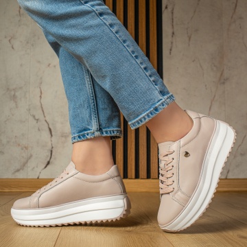 Pantofi sport dama cu talpa groasa mov deschis din Piele naturala ZLZ12974, 1, elaza.ro