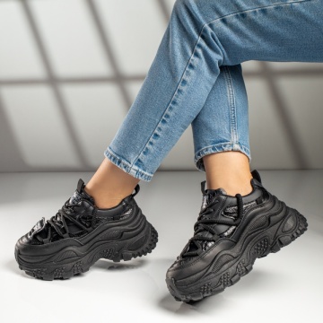 Pantofi sport dama cu talpa groasa negri ZLZ11701, 1, elaza.ro