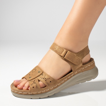 Sandale dama cu platforma maro glitter ZLZ13390, 2, elaza.ro