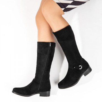 Cizme dama cu fermoar negre suede din Piele naturala ZLZ05604, 3, elaza.ro