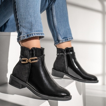 Ghete dama cu accesoriu decorativ negre ZLZ12863, 2, elaza.ro