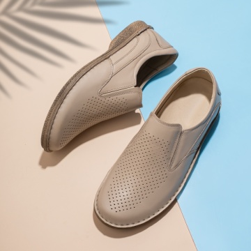 Pantofi barbati casual cu perforatii bej din Piele naturala ZLZ00996, 1, elaza.ro