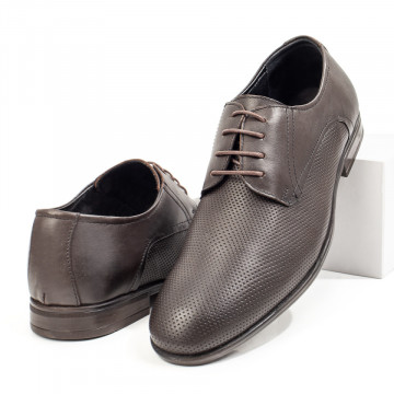 Pantofi barbati eleganti maro cu model perforat din Piele naturala ZLZ08783, 2, elaza.ro