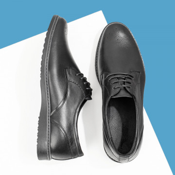 Pantofi casual barbati din Piele naturala negri ZLZ08313, 1, elaza.ro