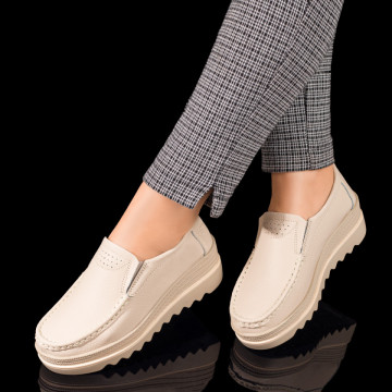 Pantofi casual dama cu platforma bej din Piele naturala ZLZ10093, 1, elaza.ro