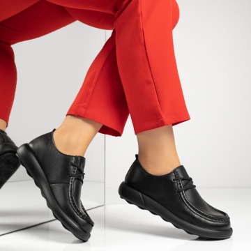 Pantofi casual dama cu siret negri din Piele naturala ZLZ13968, 2, elaza.ro