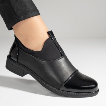 Pantofi casual dama negri cu varf lacuit si aplicatii cu pietre ZLZ10979, 1, elaza.ro