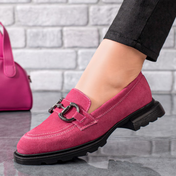 Pantofi casual dama roz suede cu accesoriu decorativ din Piele naturala ZLZ08448, 1, elaza.ro