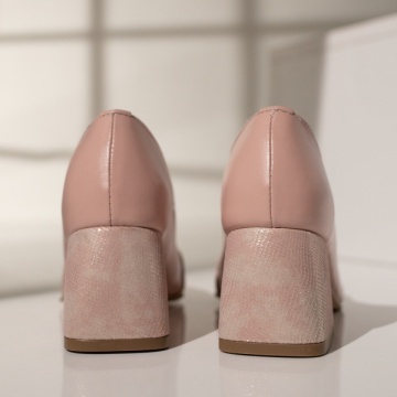 Pantofi cu toc gros dama roz din Piele naturala ZLZ12050, 2, elaza.ro