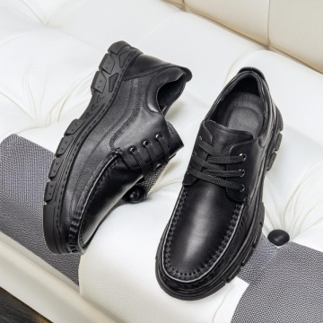 Pantofi casual barbati cu siret si talpa groasa negri din Piele naturala ZLZ12188, 1, elaza.ro