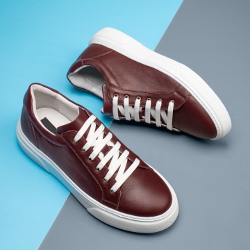 Pantofi casual barbati din Piele naturala visinii cu talpa alba ZLZ11908, 1, elaza.ro