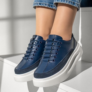 Pantofi casual dama cu talpa groasa albastri din Piele naturala ZLZ11702, 3, elaza.ro