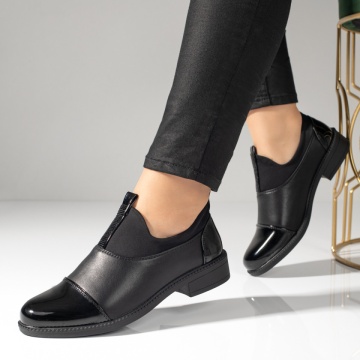 Pantofi casual dama negri cu varf lacuit si aplicatii cu pietre ZLZ10979, 2, elaza.ro